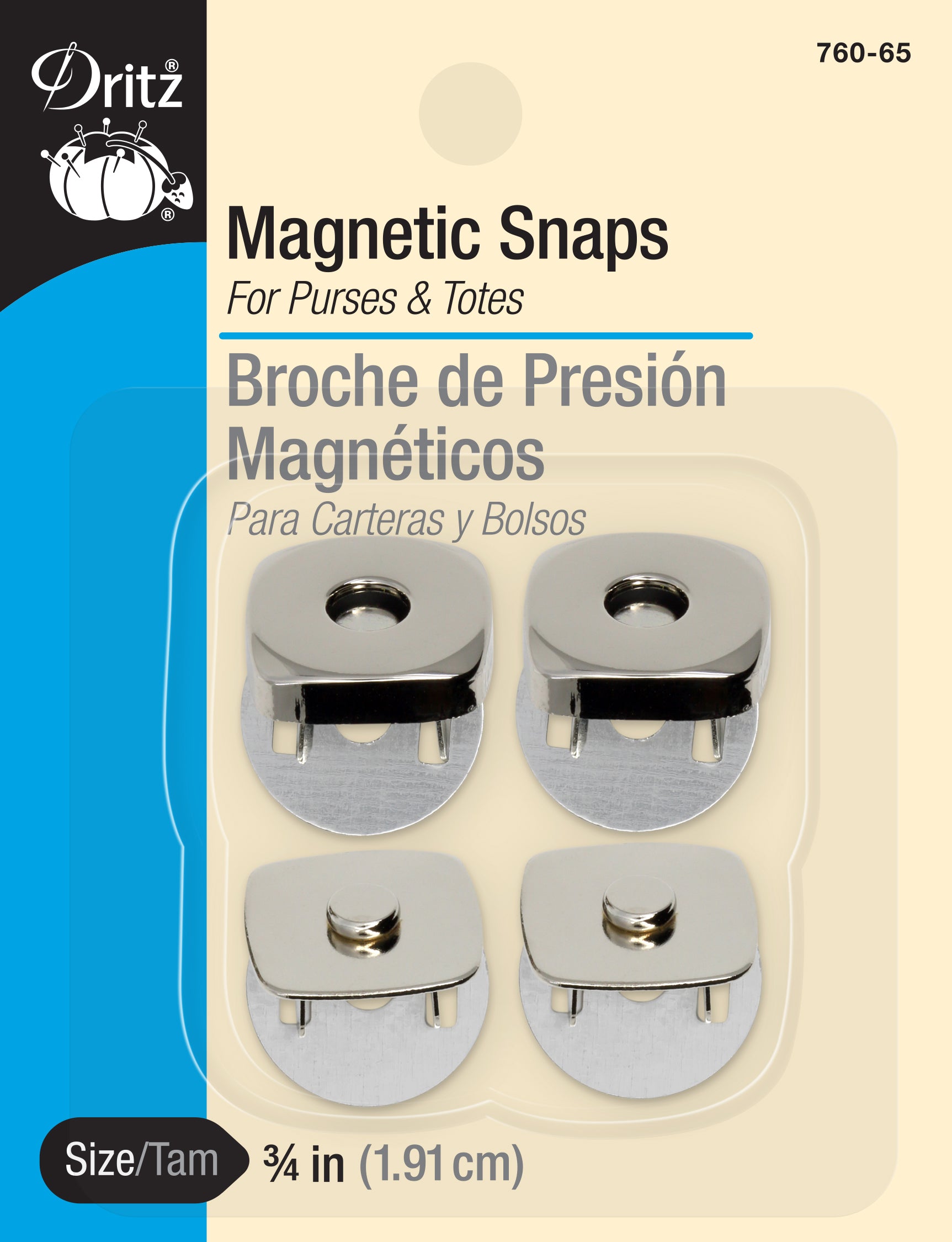 Dritz Square Magnetic Snaps, Nickel, 0.75 - 2 pack