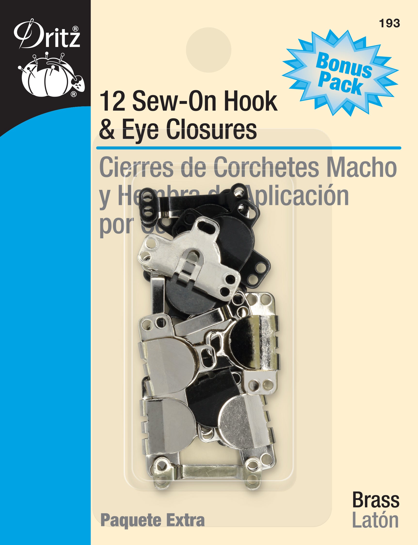 Hook & Eyes Set - Size 0 - 14 Sets/Pack - Black