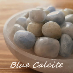 A picture of blue calcite tumble stones