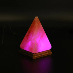 Purple Coloured Pyramid Shaped Himalayan Salt Lamp