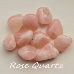 A picture of rose quartz tumble stones