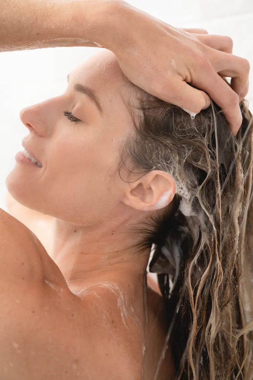 woman washing her hair