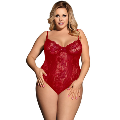 Women's Plus Size All Over Lace Underwire Teddy #1075X – shirleymccoycouture