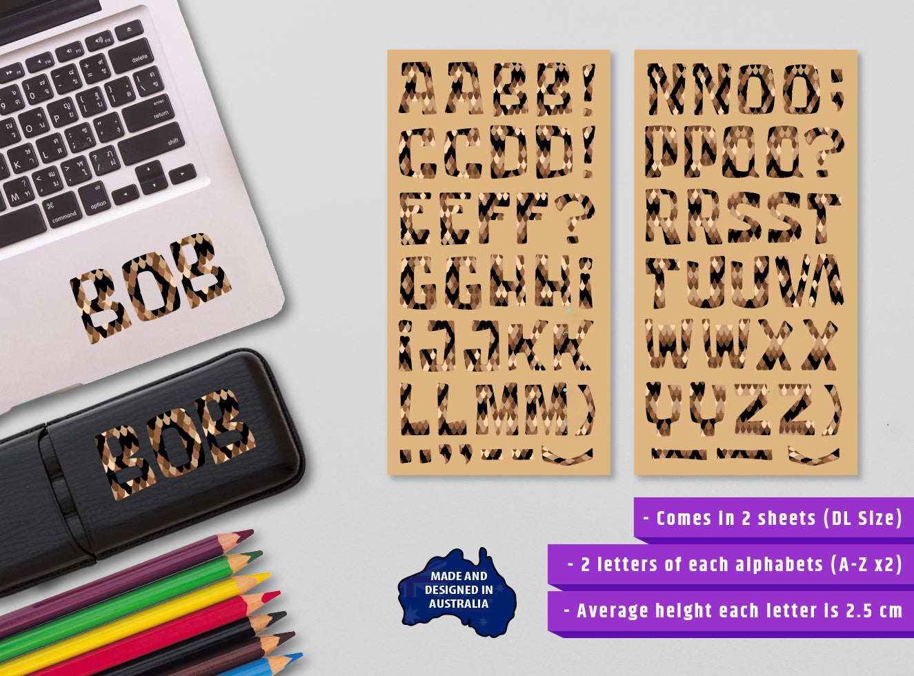 Animal Pattern Series Alphabet Stickers - Bild 13 von 16