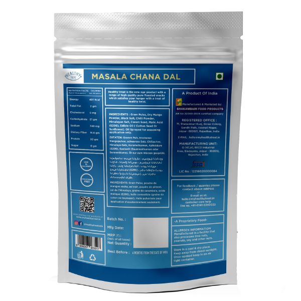 Healthy Treat Roasted Masala Chana Dal - 100% Natural (Pack of 4 x 200g)