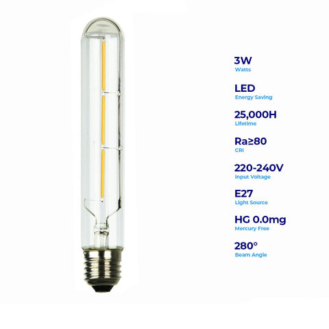 Ampoule LED, E27, Tubulaire, Transparent, filaments, 2700K, 1055 lm,  Ø4,5cm, H11cm - Nedgis