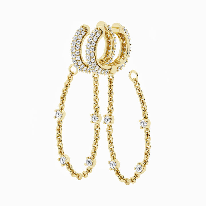 Pave Duo Cuff Chain Earrings | Caitlyn Minimalist