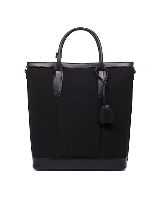 Black Suedette Panel Tote Bag