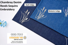 Chambray Denim with 3D Embroidery Fabric CE116 – G.k Fashion Fabrics