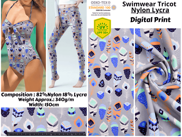 Botanical Garden Print Nylon Swimwear Fabric - WJH1172B