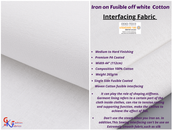ft Fashion Track Fashion Track Iron on Fusible Interfacing - 90 cm Wide - Nonwoven Fabric in Medium Weight for Sewing Crafts (White, 1 Metre)