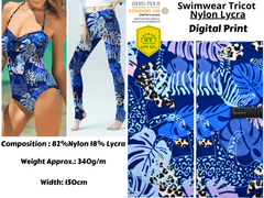 Blue Tornado Print Nylon Swimwear Fabric -WJH1207B