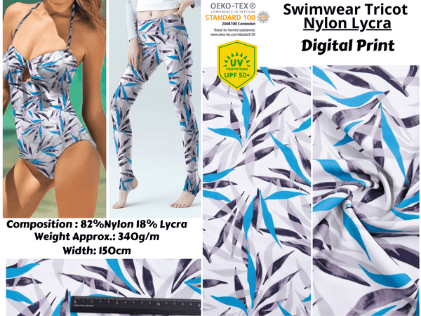 Blue Tornado Print Nylon Swimwear Fabric -WJH1207B