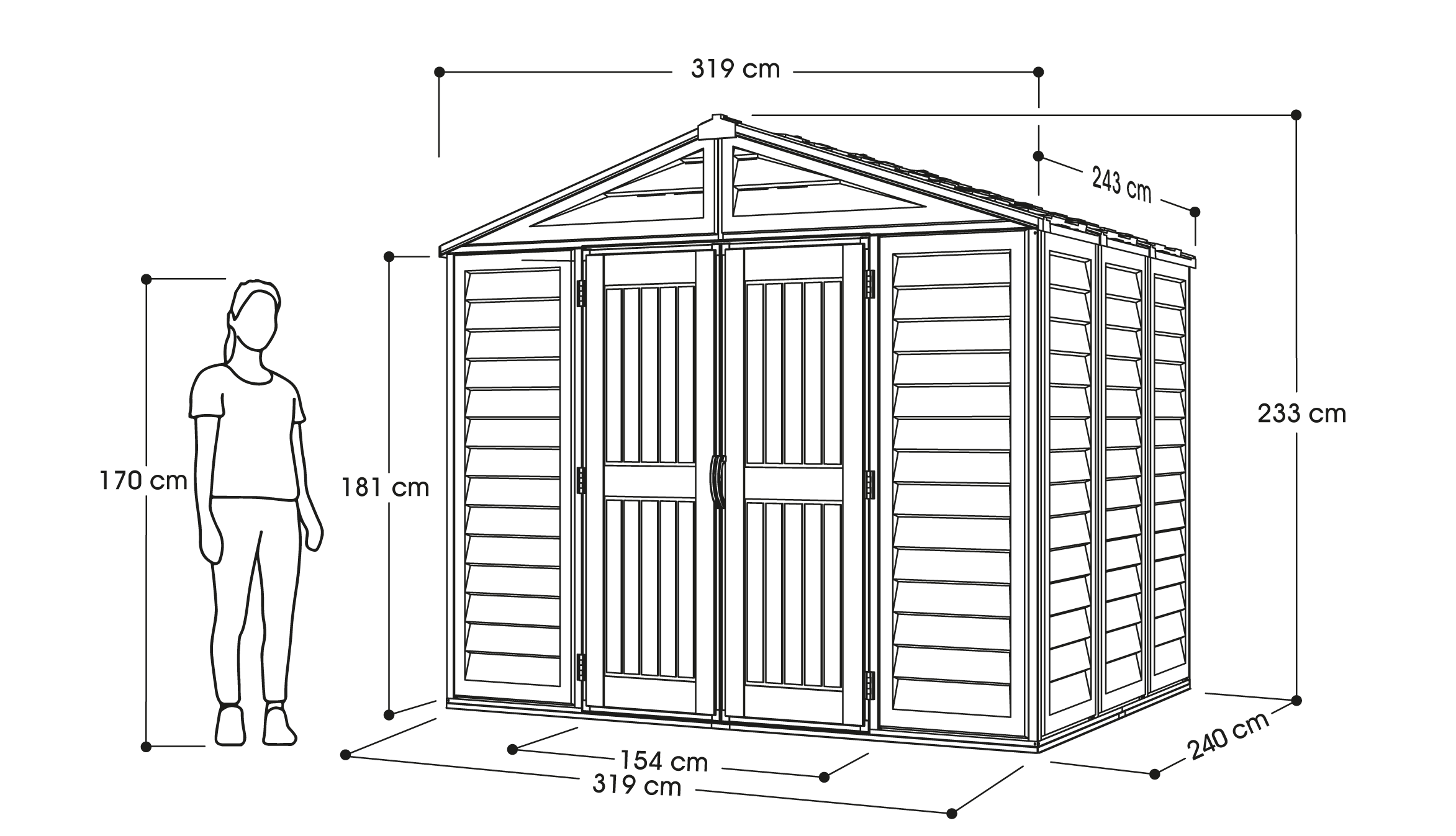 Outdoor & Garden Storage Shed 10.5x8ft- Cosmoplast KSA