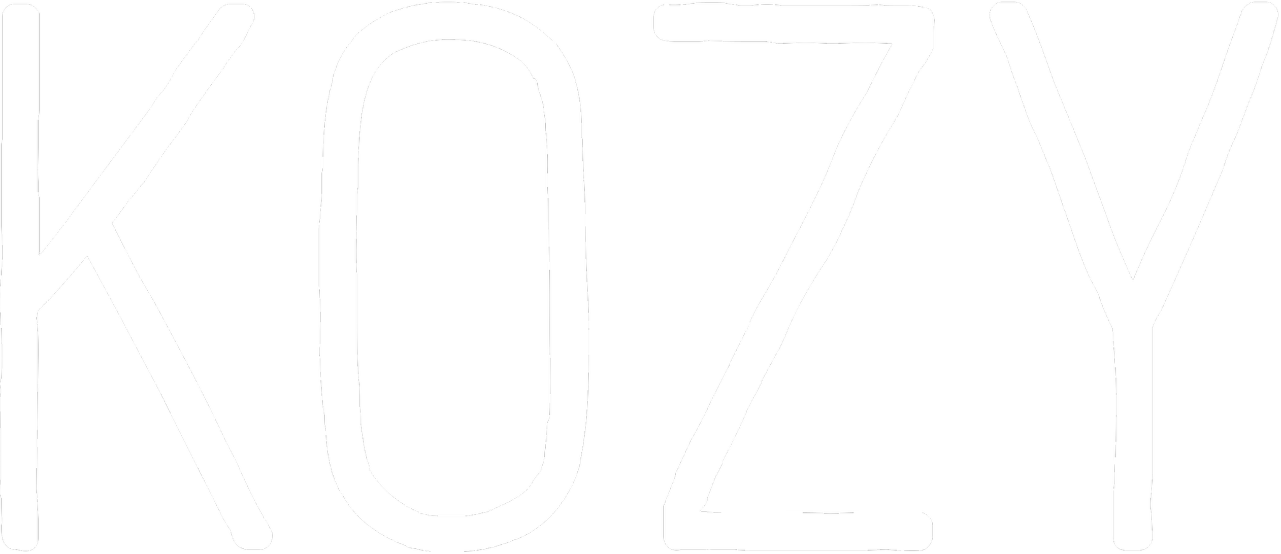 Stylized black and white text logo with the letters 'KOZY'.