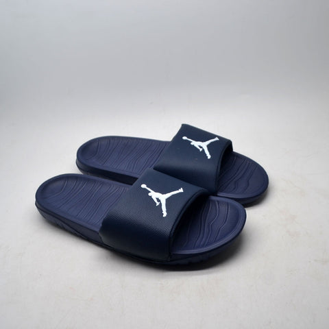 blue and black jordan slides