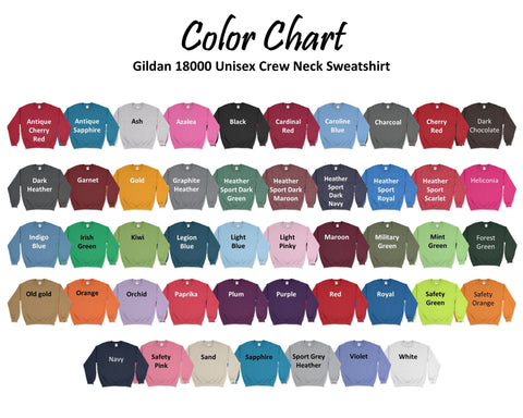 Gildan G180 Sweatshirt Color Chart