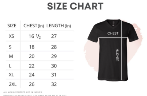 Bella + Canvas VNeck Size & Color Charts – Jamin' T-Shirts & More