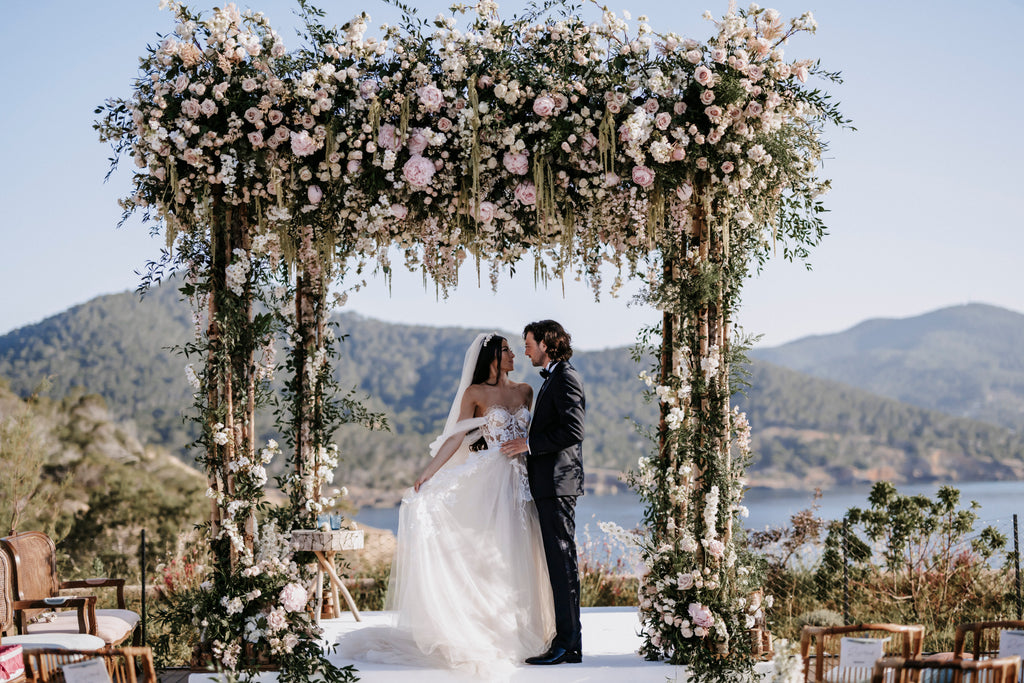 Real bride, Hermione Harbutt, wild rose, Crown, Tiara, brunette bride, regal, royal wedding, hair accessories, headpiece, inspiration, wedding, freshwater pear, pearl, flowers, mother of pearl, crystal, Berta dress from the wedding club, TaliPhotography, Berta muse gown