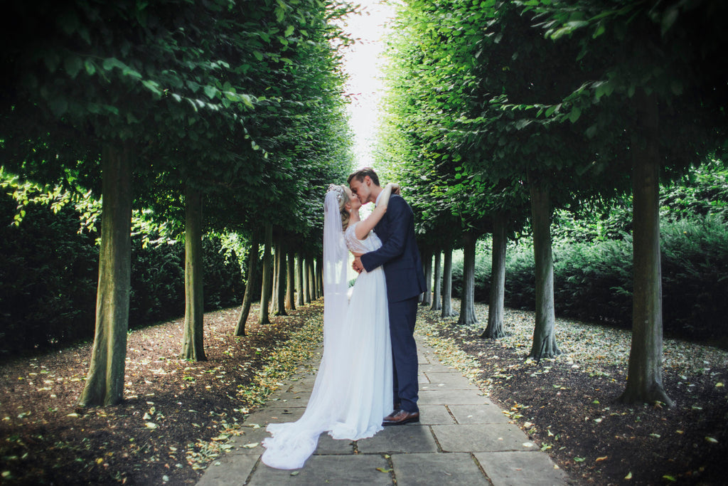 Real Bride Lana wearing a bespoke Nadine Crown