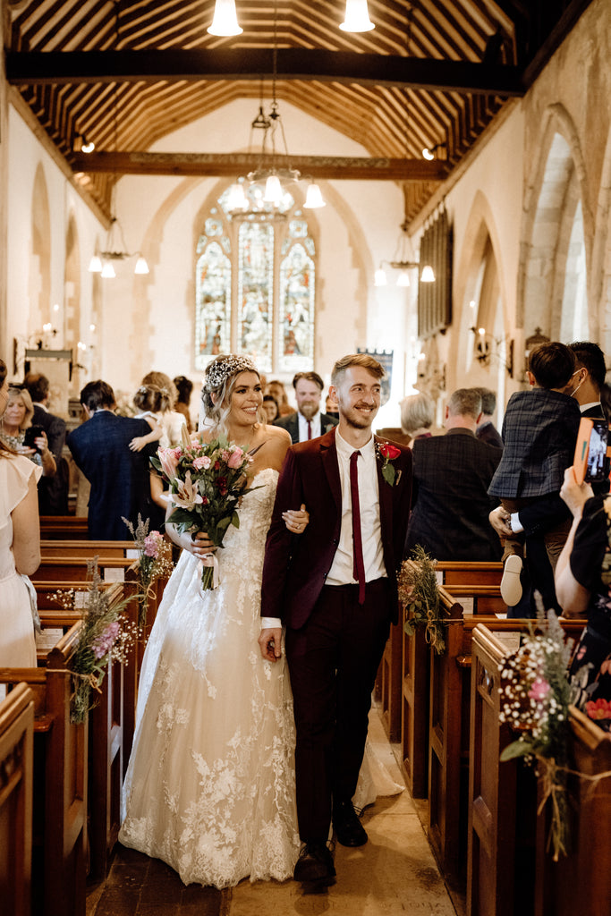 Real Bride Natasha wearing a bespoke Sakura Crown