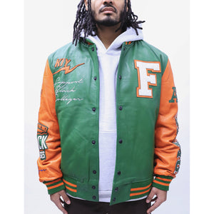 Kiy Studios Support Black Colleges "Norfolk State" Varsity  Leather Jacket 2XL