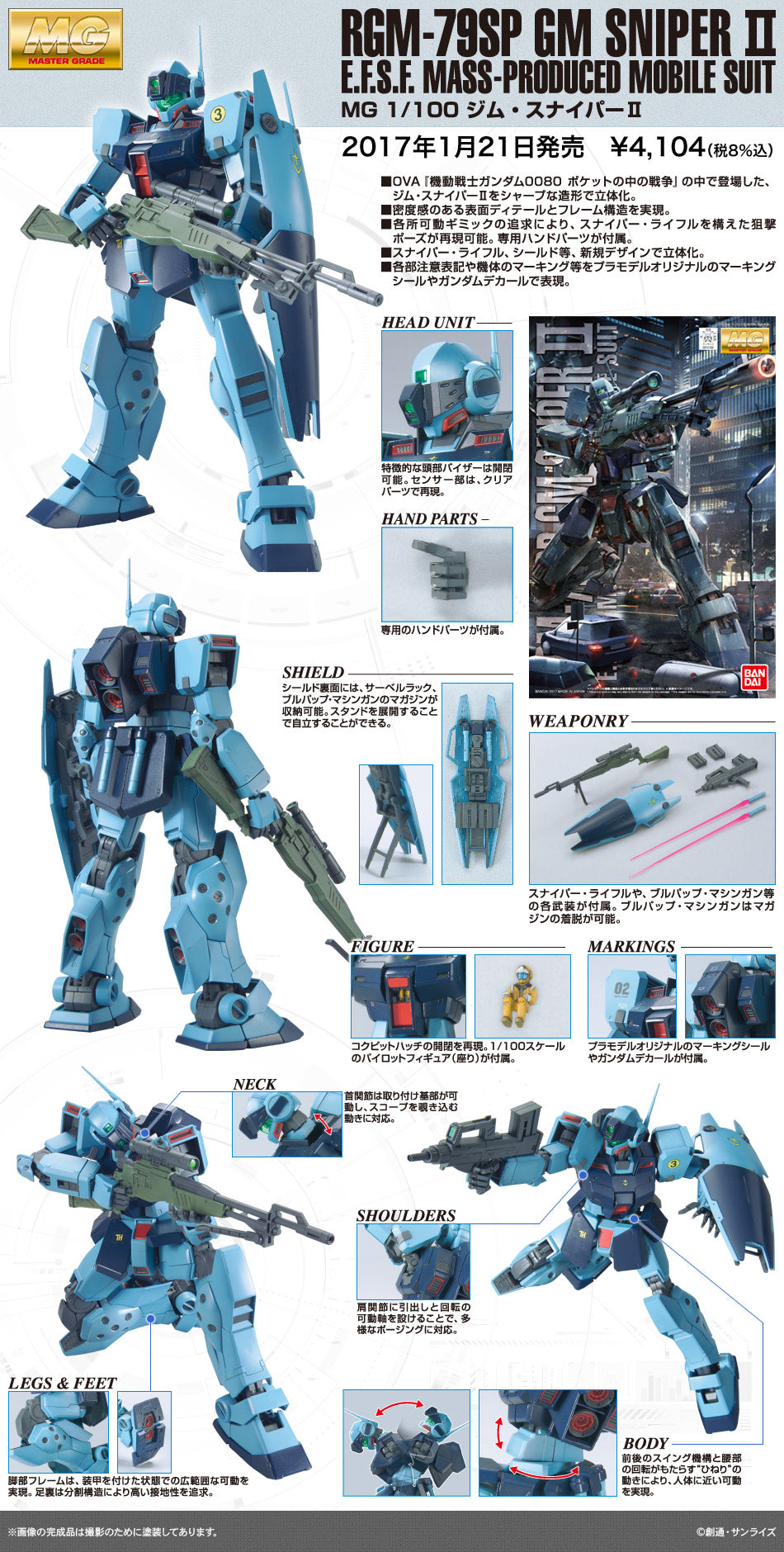 BAS2346809 Bandai MG 1/100 GM Sniper II Model Kit