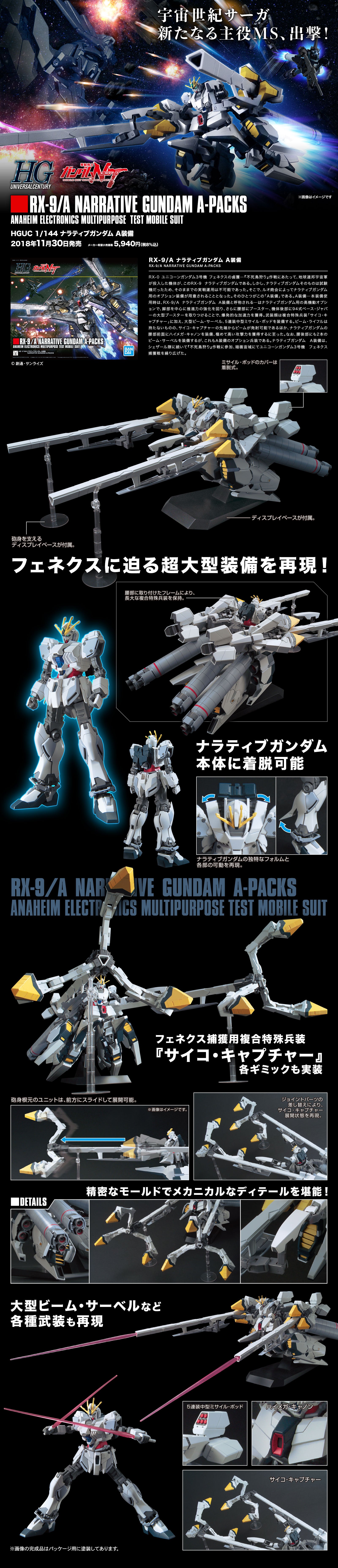 BAS2435746 Bandai HG 1/144 Narrative Gundam A-Packs Model Kit