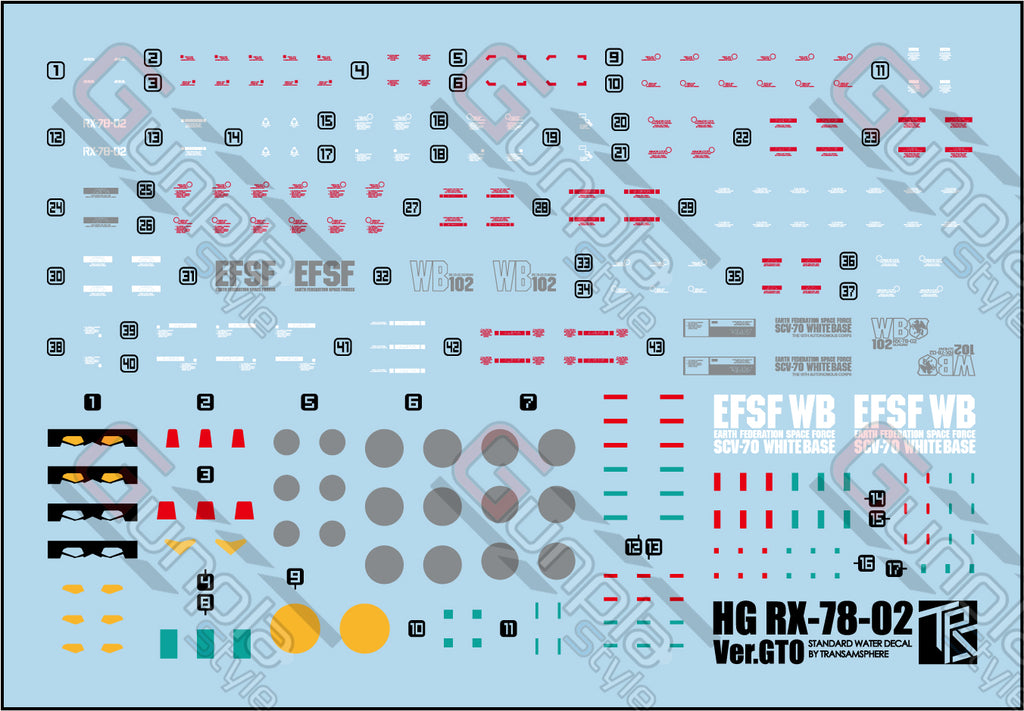 Transamsphere HG RX-78-02 GTO Water Slide Decal