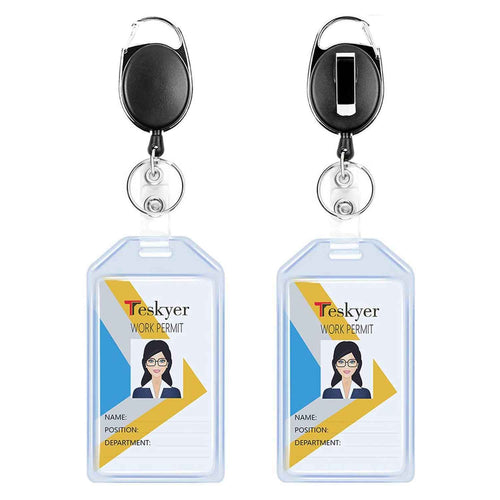  Teskyer ID Badge Holder with Retractable Lanyard, 4