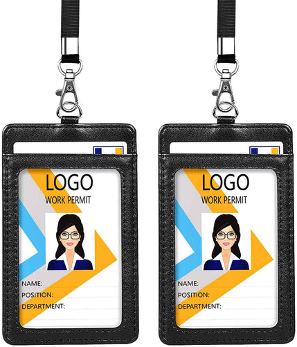 Badge Holder with Zipper, EEEkit PU Leather ID Badge Card Holder