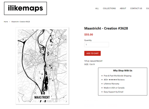 Custom Map Product Page