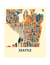 Charger l&#39;image dans la galerie, Affiche cartographique de Seattle - Style Chroma
