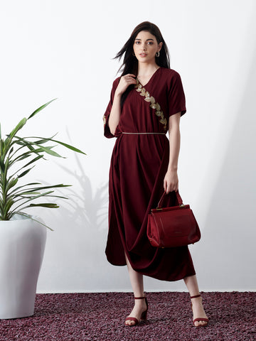 Unique Party Wear Indo Western Dress Wine Colour