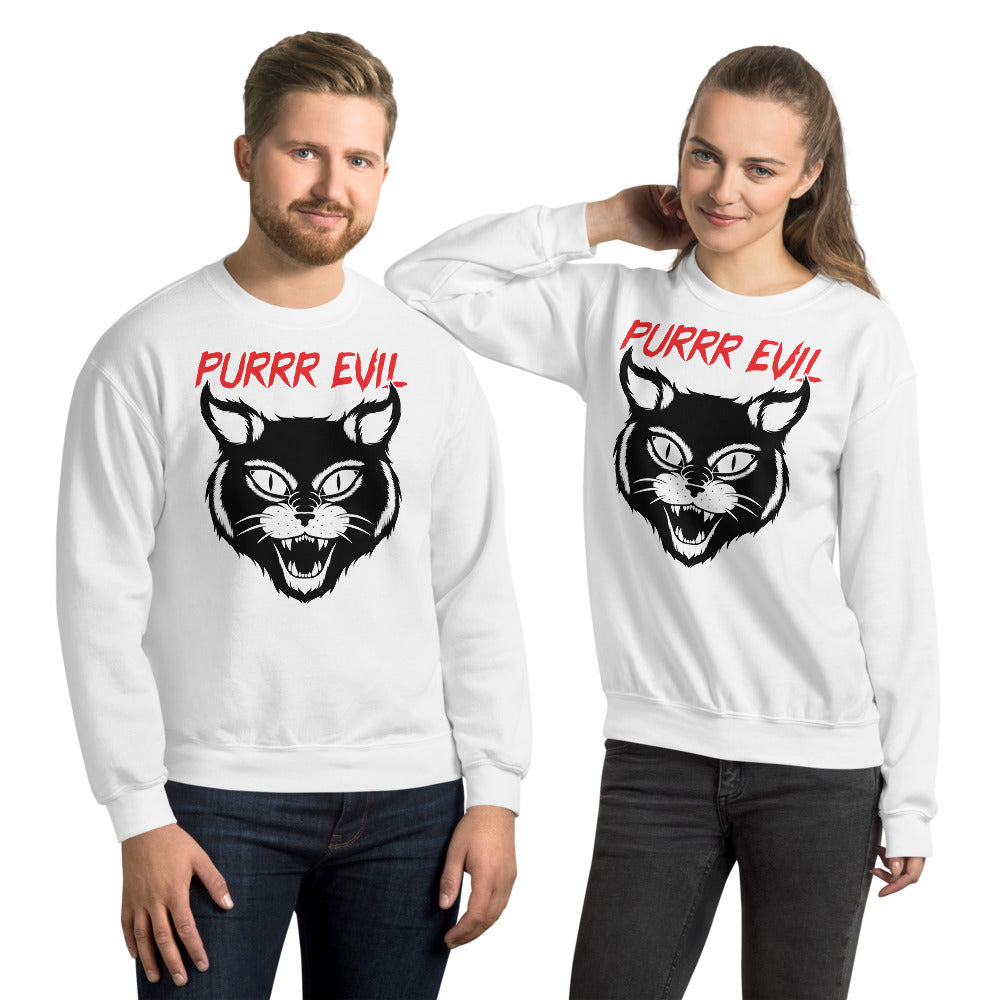 Hulchul Purrr Evil Black Cat  Sweatshirt | Halloween Trendy Sweatshirt | Paganism | Satanic | Paganism Unisex Sweatshirt