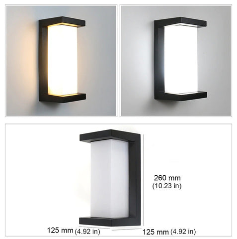 Vertical LED Outdoor Wall Light Dimensions