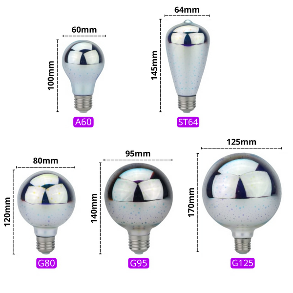 Galaxy LED Light Bulbs Dimensions