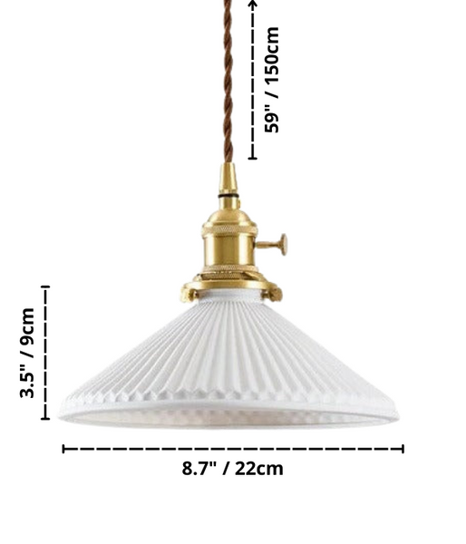 White ceramic pendant light dimensions