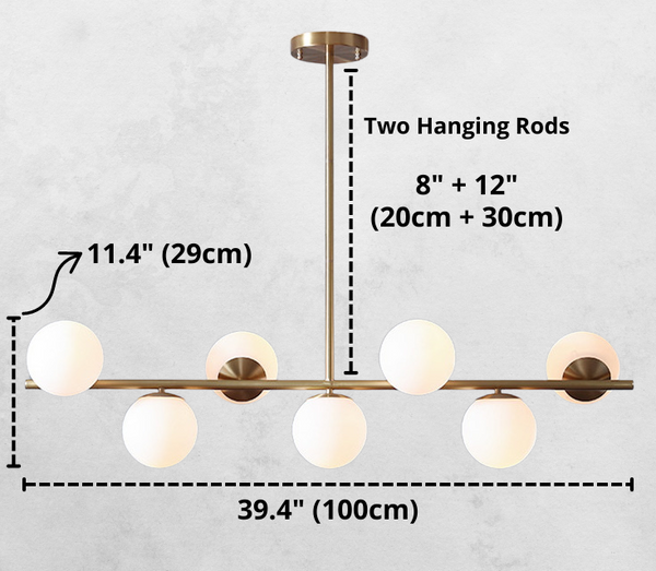 Davi Multi Bulb Pendant Light Fixture Dimensions