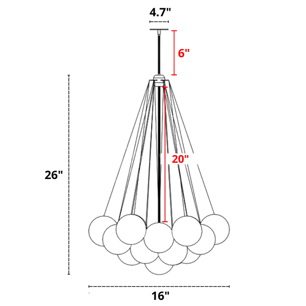 European glass chandelier small size dimensions