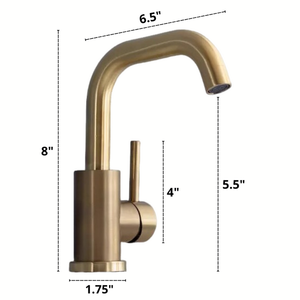 Classic Brass Bathroom Faucet Dimensions