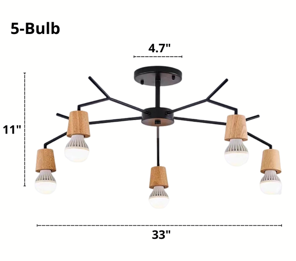 Five Bulb Forest Modern Nordic Ceiling Light Dimensions