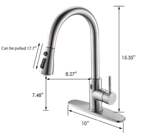 Modern Touchless Kitchen Faucet Dimensions