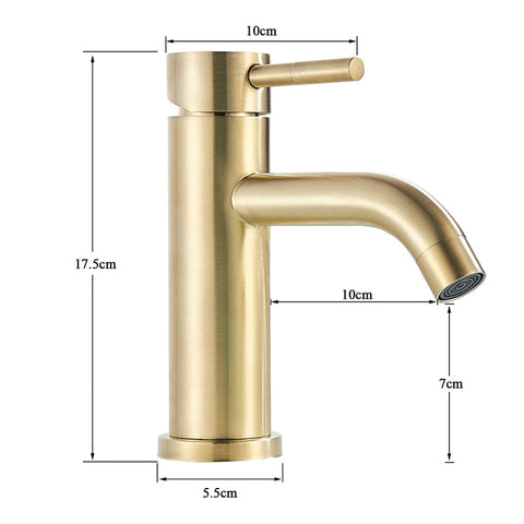 Modern Brushed Gold Bathroom Faucet Dimensions