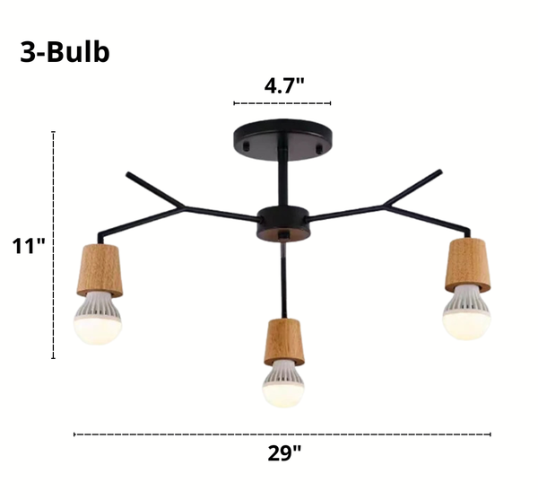 Three Bulb Forest Modern Nordic Ceiling Light Dimensions
