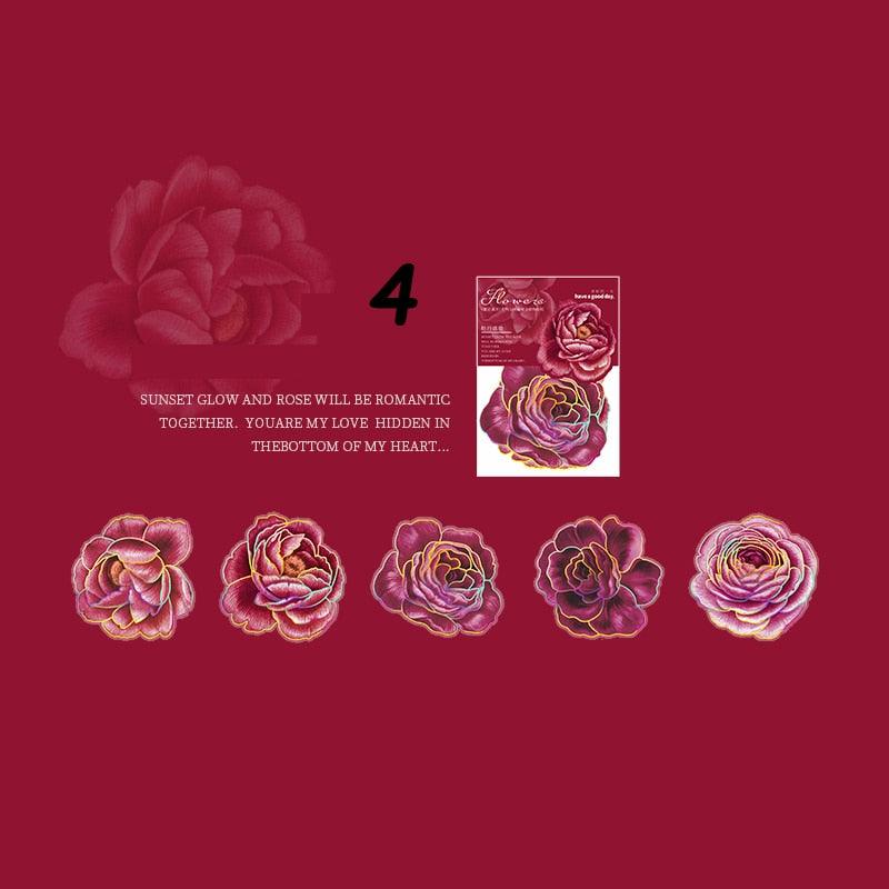 4 Styles 40Pcs/Box Aesthetic Botanical Stickers Boxed Romantic Rose Hand  Account Material DIY Decorative Stationery