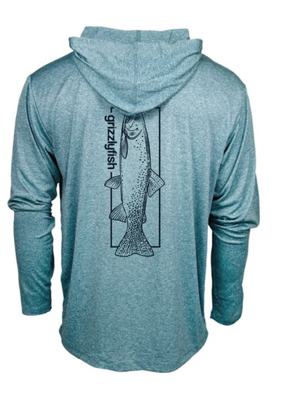 GrizzlyFish SPF 30 Performance Fishing Long Sleeve Hoodie- Blue