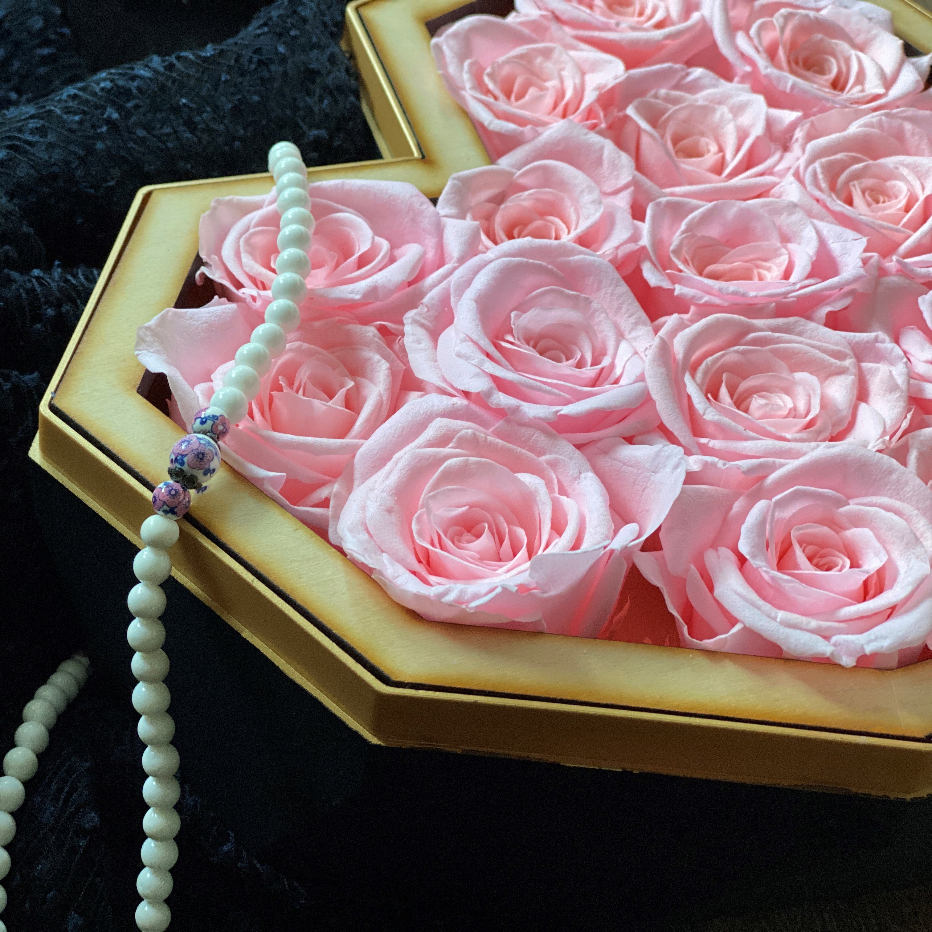 Diamond Heart Pink Roses
