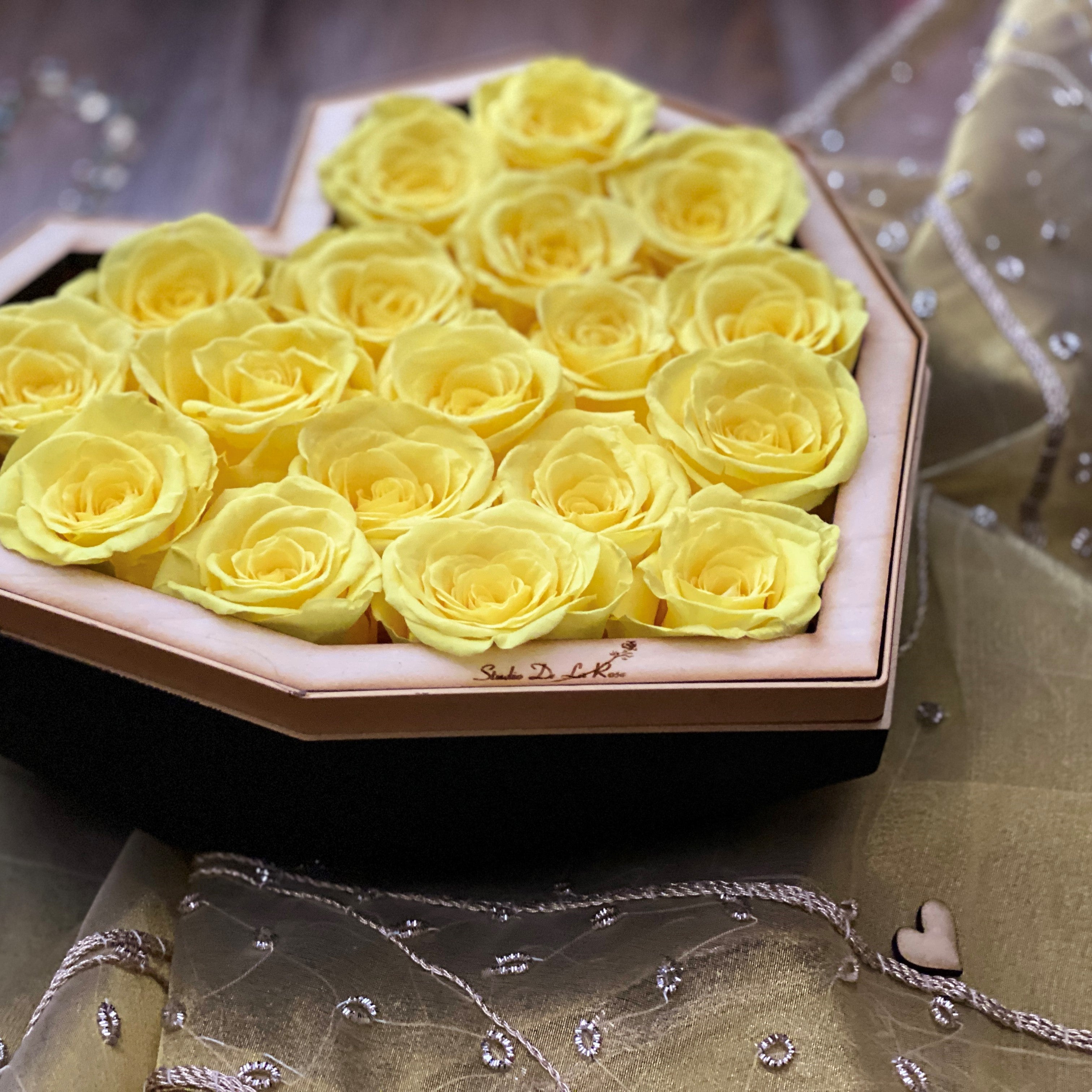 Diamond Heart Yellow Roses