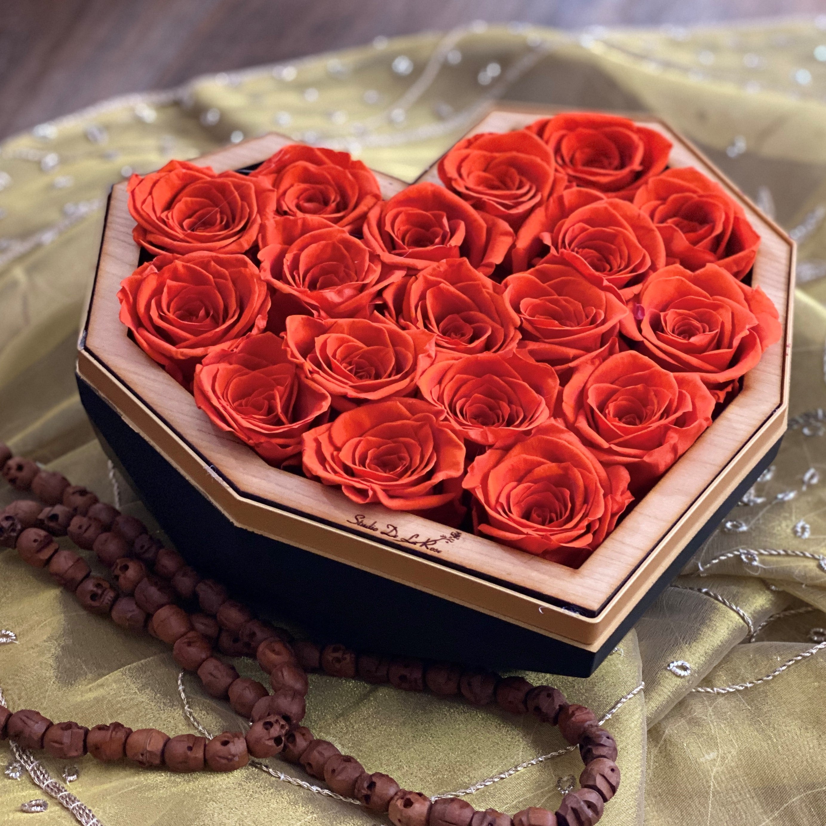 Diamond Heart Orange Roses